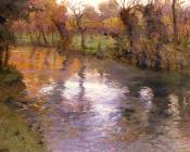 弗里茨 陶洛 : An Orchard On The Banks Of A River